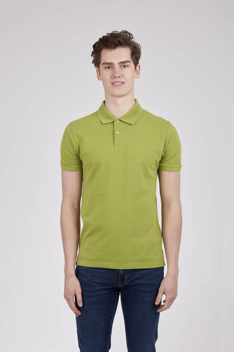 V Nakışlı Polo Yaka Erkek Tişört - 18