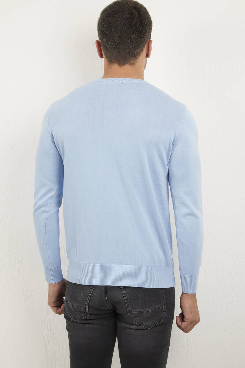 V Neck Cotton Piece Dye Knitwear Sweater