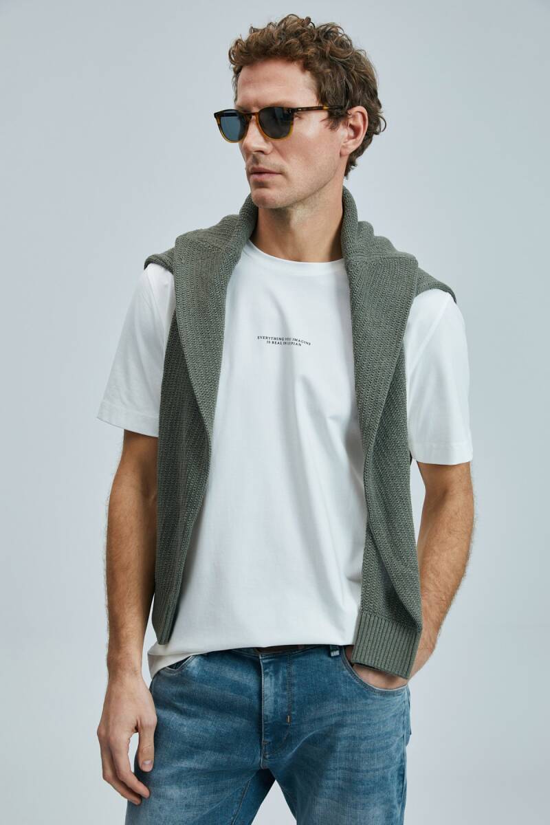 Valor Modern Grafik T- Shirt Kırık Beyaz - 1