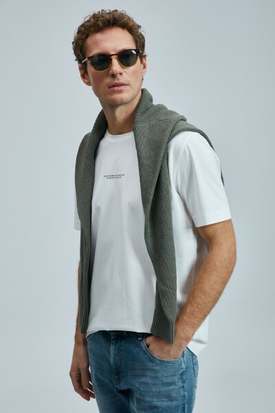 Valor Modern Grafik T- Shirt Kırık Beyaz - 4