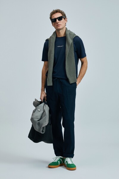 Valor Modern Grafik T- Shirt Lacivert - LUFIAN (1)