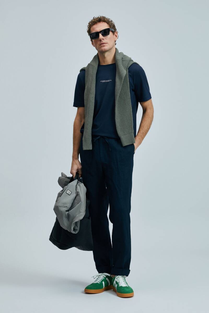 Valor Modern Grafik T- Shirt Lacivert - 2