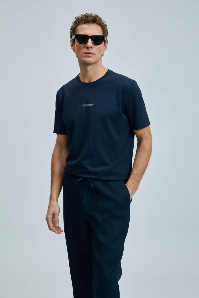 Valor Modern Grafik T- Shirt Lacivert - 1