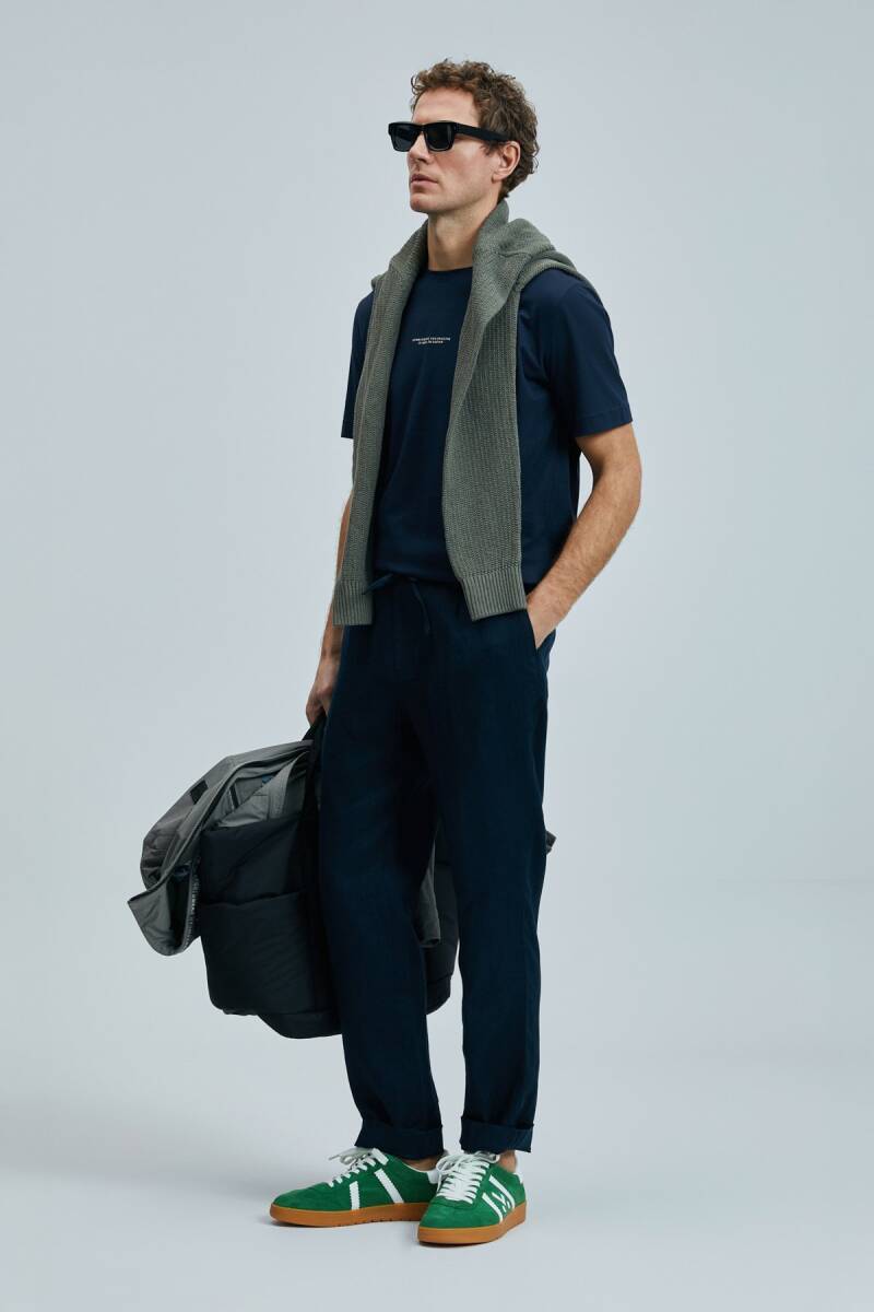 Valor Modern Grafik T- Shirt Lacivert - 4