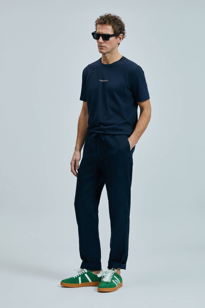 Valor Modern Grafik T- Shirt Lacivert - 5