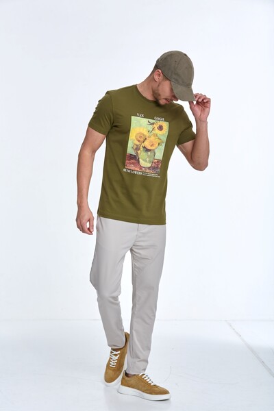 VOLTAJ - Van Gogh Sunflowers Printed Cotton T-Shirt (1)