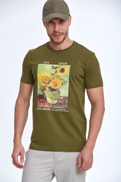 Van Gogh Sunflowers Printed Cotton T-Shirt - Thumbnail