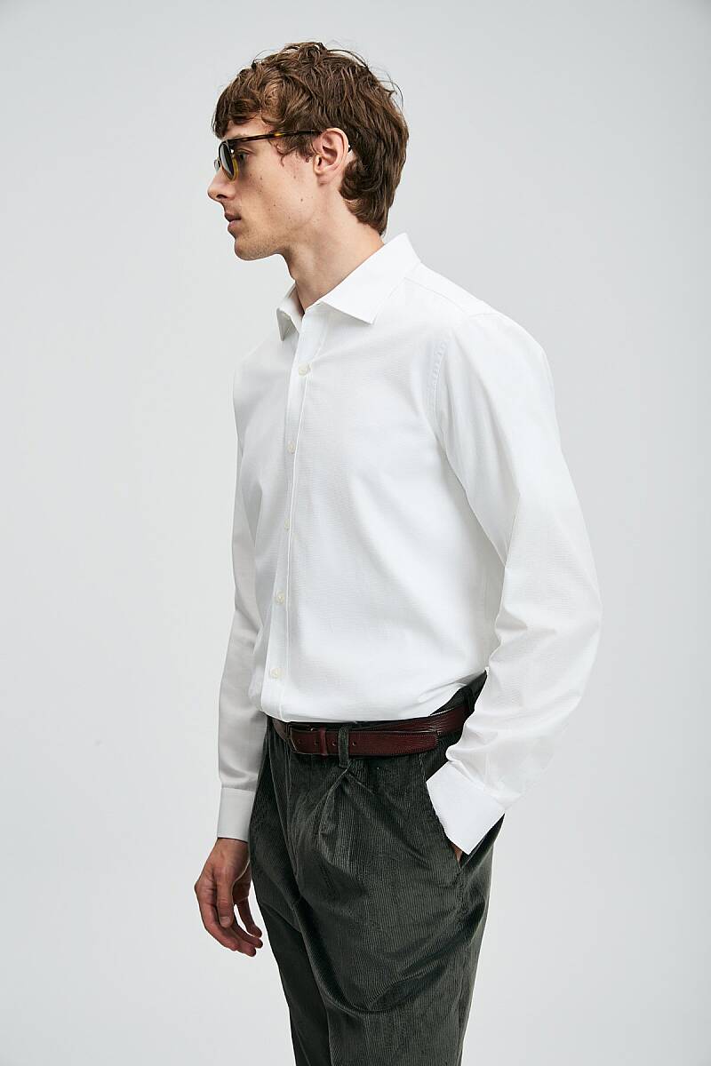 Veran Erkek Basic Gömlek Regular Fit Beyaz - 5