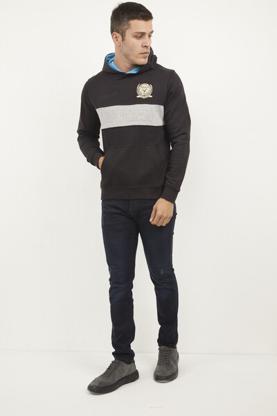 Verena Kapüşonlu Erkek Sweatshirt Siyah - 1