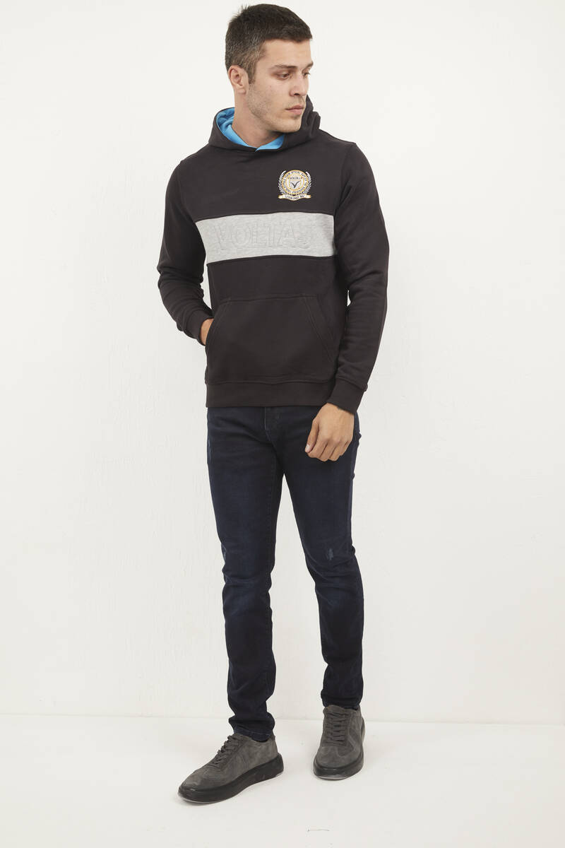 Verena Kapüşonlu Erkek Sweatshirt Siyah - 1