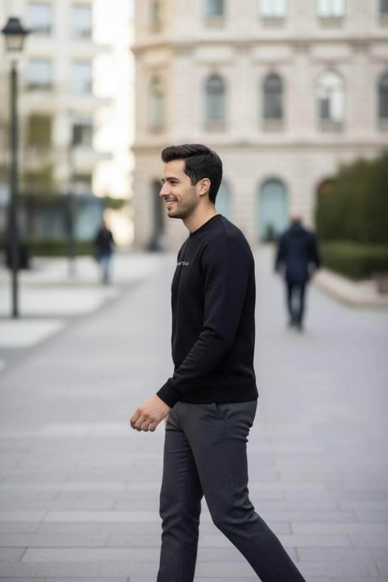 Vialli Bisiklet Yaka Erkek Sweatshirt Siyah - 3
