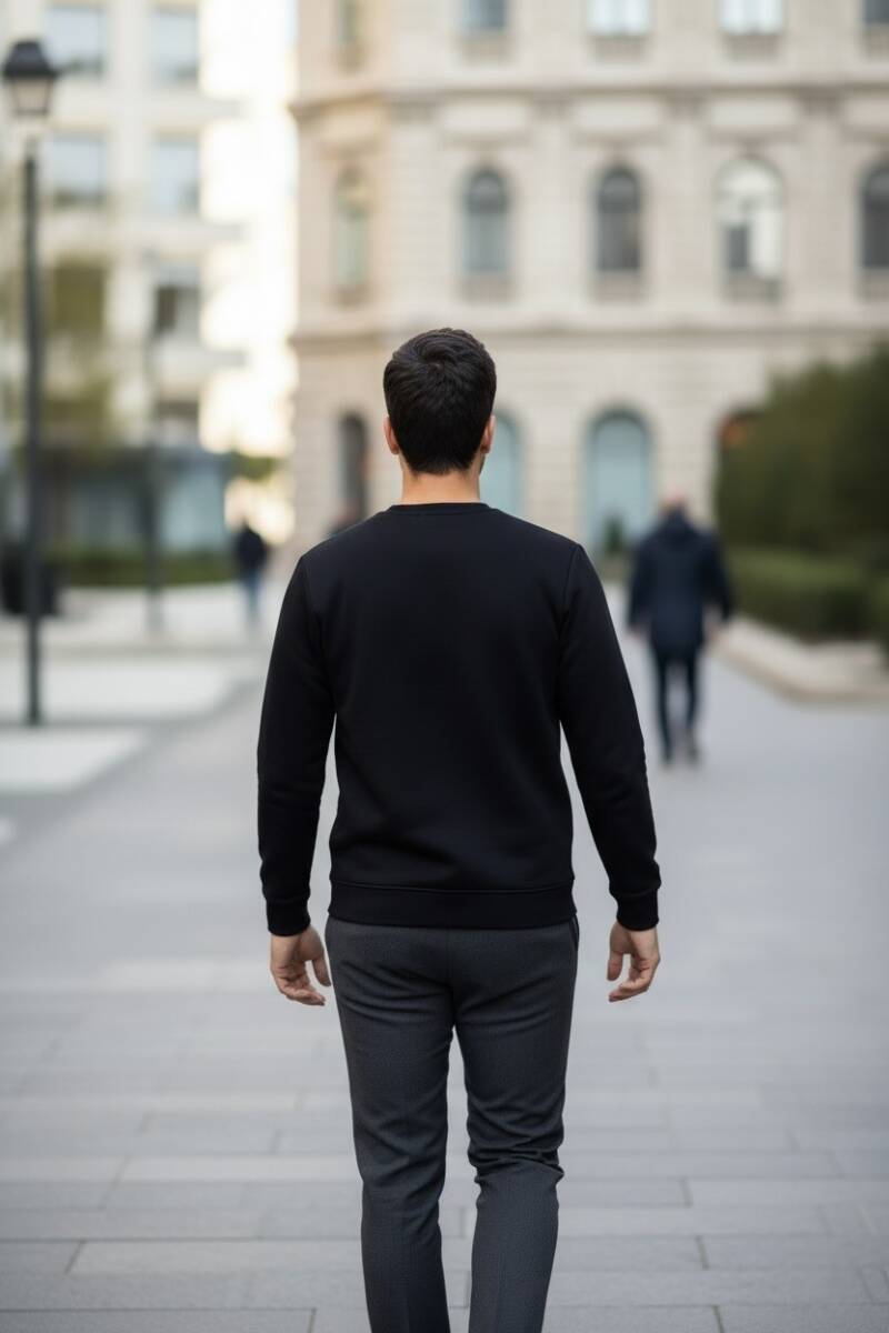 Vialli Bisiklet Yaka Erkek Sweatshirt Siyah - 4