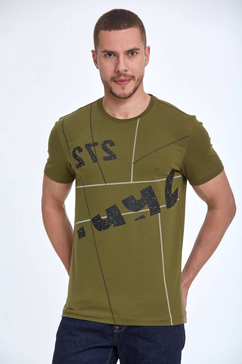 Vicente Printed Men's T-Shirt Khaki - 1