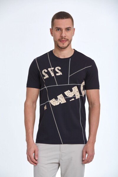 Vicente Printed Men's T-Shirt Navy Blue - 1