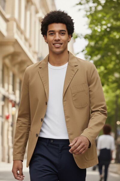 Victor Beige Color Mono Collar Over Size Blazer Jacket - BORIS BECKER