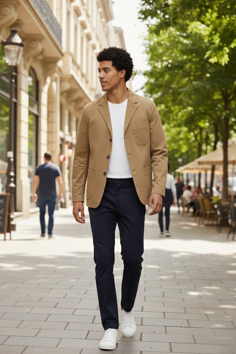 Victor Beige Color Mono Collar Over Size Blazer Jacket - 2