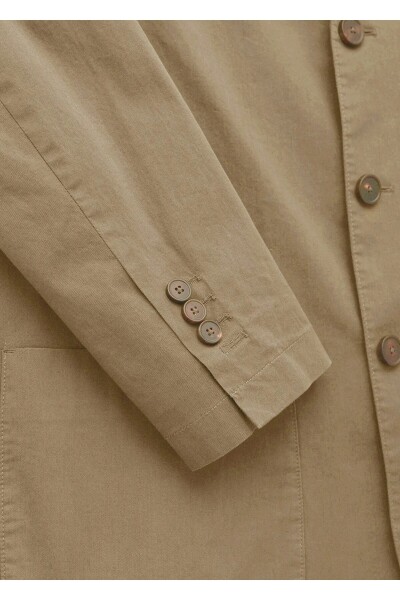 Victor Bej Renk Mono Yaka Over Size Blazer Ceket - 3