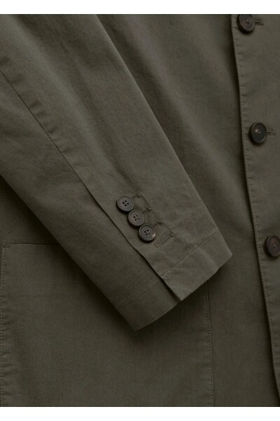 Victor Haki Renk Mono Yaka Over Size Blazer Ceket - 4