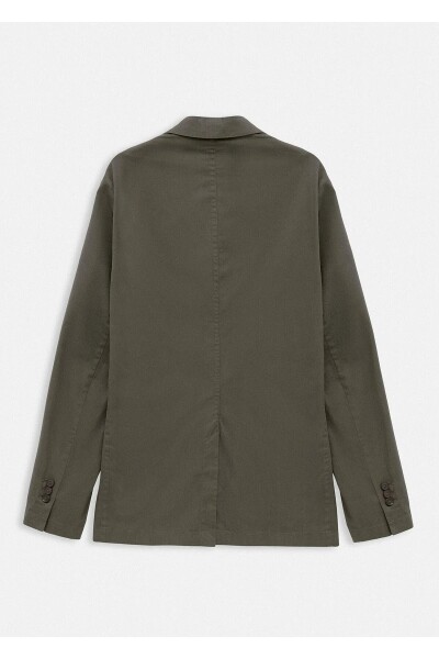 Victor Haki Renk Mono Yaka Over Size Blazer Ceket - 5