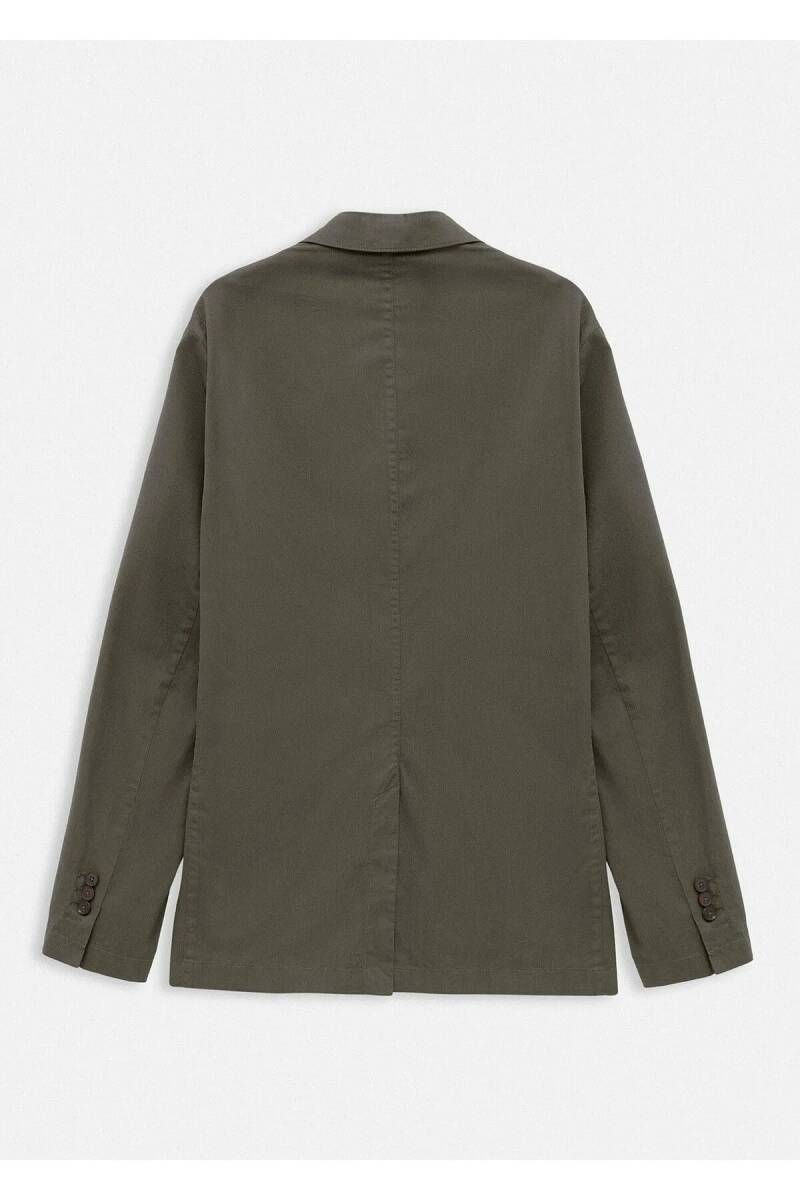 Victor Haki Renk Mono Yaka Over Size Blazer Ceket - 5