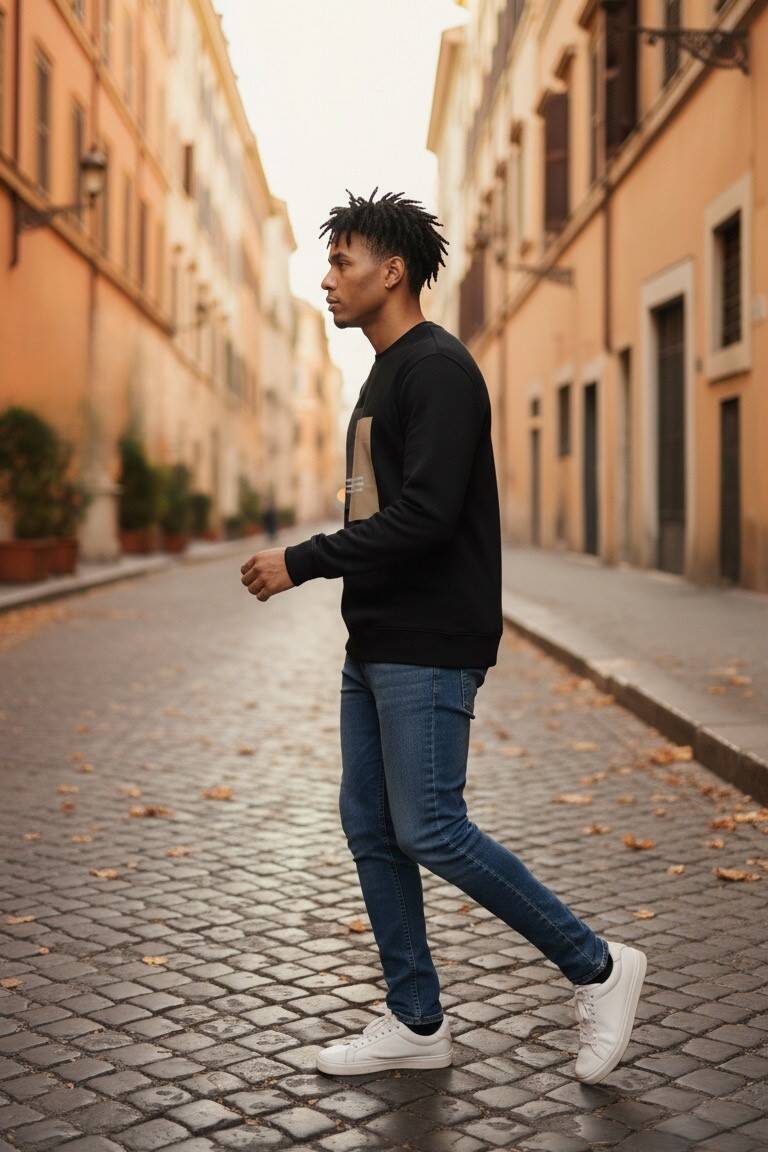 Vier Bisiklet Yaka Erkek Sweatshirt Siyah - 2