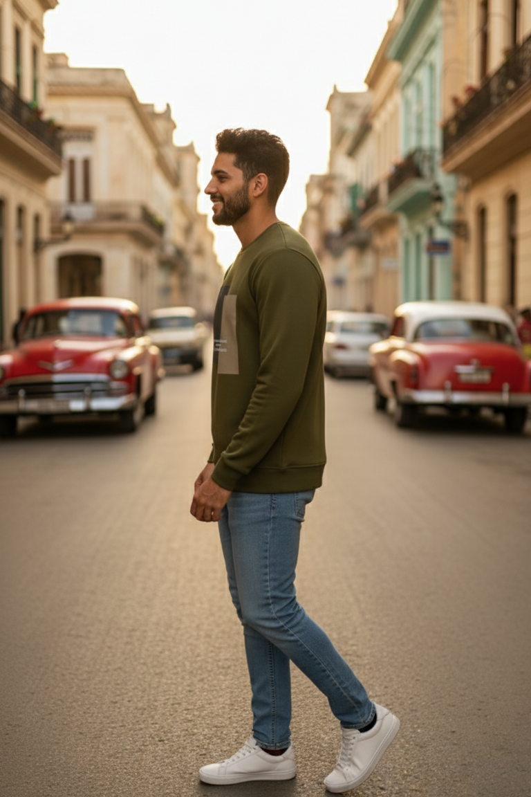 Vier Bisiklet Yaka Erkek Sweatshirt Yeşil - 3