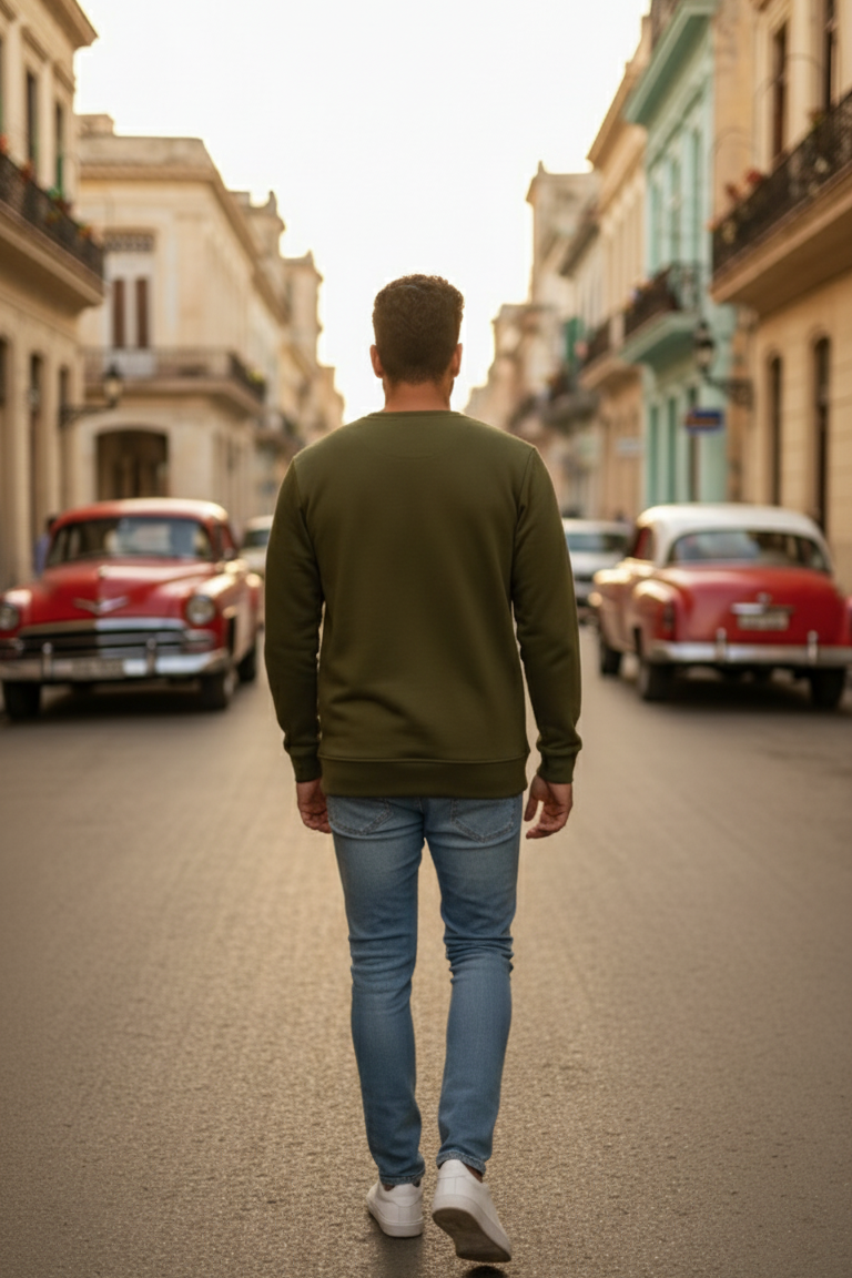 Vier Bisiklet Yaka Erkek Sweatshirt Yeşil - 4