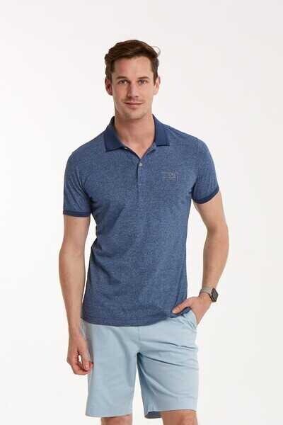 VJ Baskılı Polo Yaka Erkek Tişört - VOLTAJ