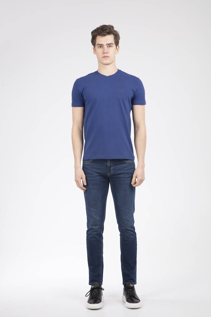 VJ Logo Plastic Print V-Neck T-Shirt - 2