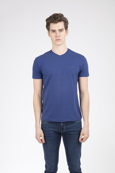 VJ Logo Plastic Print V-Neck T-Shirt - 1