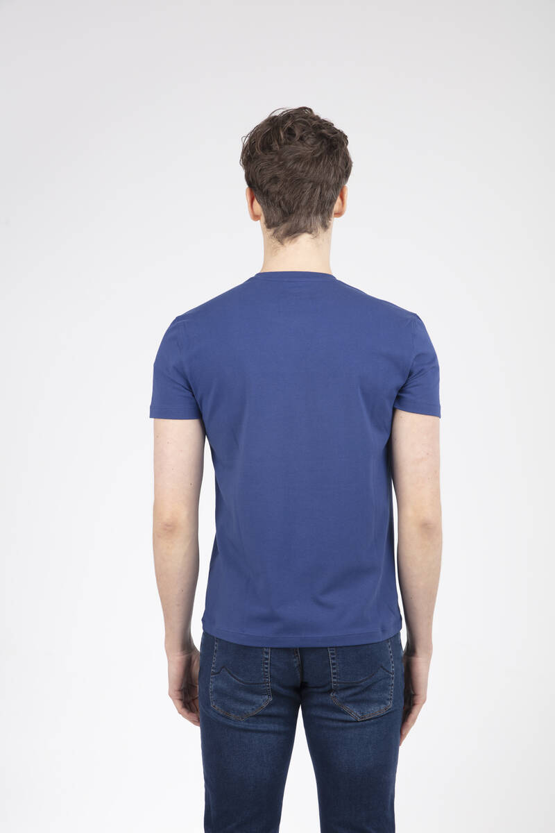 VJ Logo Plastic Print V-Neck T-Shirt - 4