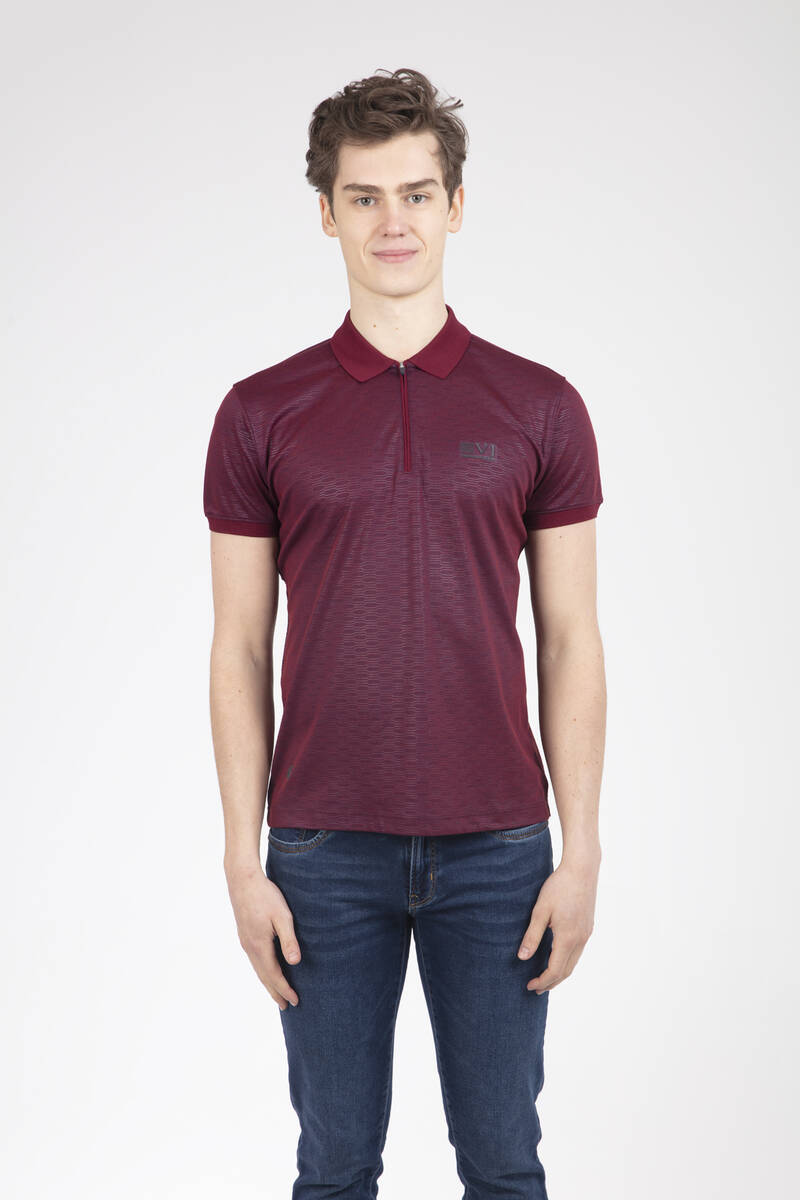 VJ Printed Zippered Polo Neck T-Shirt - 5