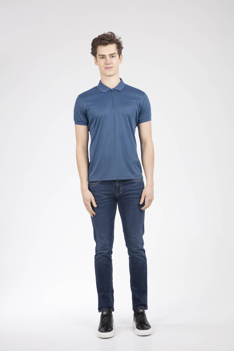 VJ Printed Zippered Polo Neck T-Shirt - 2