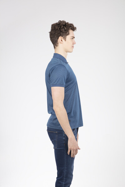 VJ Printed Zippered Polo Neck T-Shirt - 3