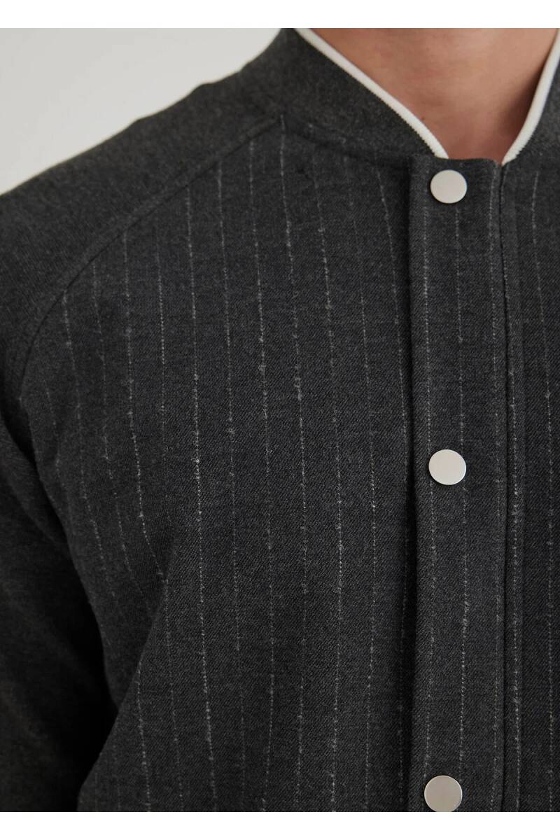 Volah Anthracite Color Zippered Bomber Jacket - 2