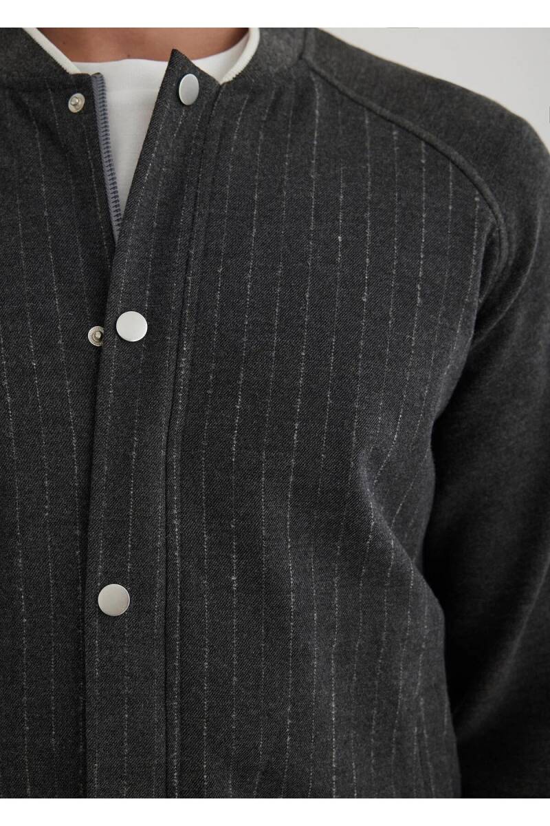 Volah Anthracite Color Zippered Bomber Jacket - 3