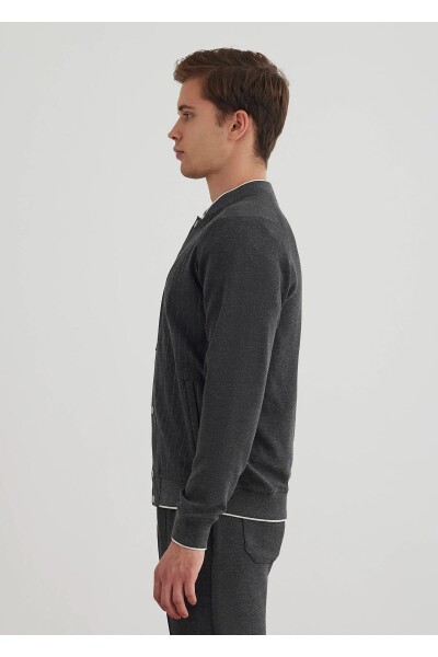 Volah Anthracite Color Zippered Bomber Jacket - 4