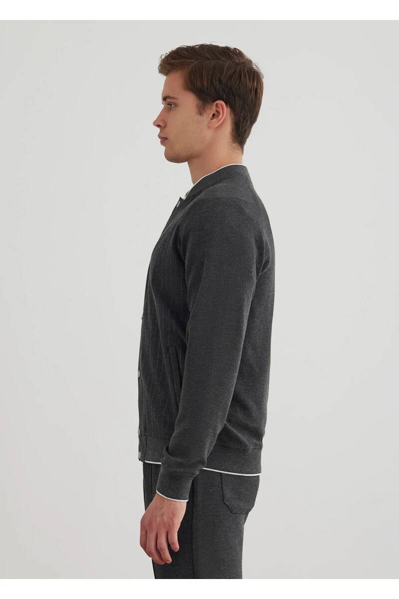 Volah Anthracite Color Zippered Bomber Jacket - 4