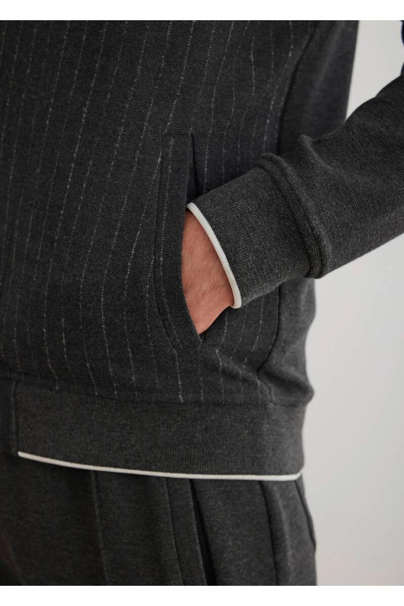 Volah Anthracite Color Zippered Bomber Jacket - 5
