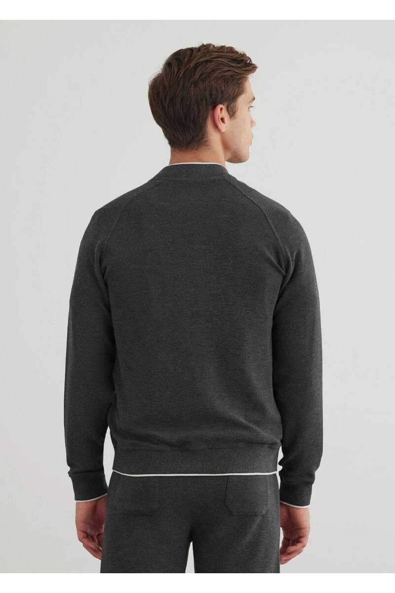 Volah Anthracite Color Zippered Bomber Jacket - 6