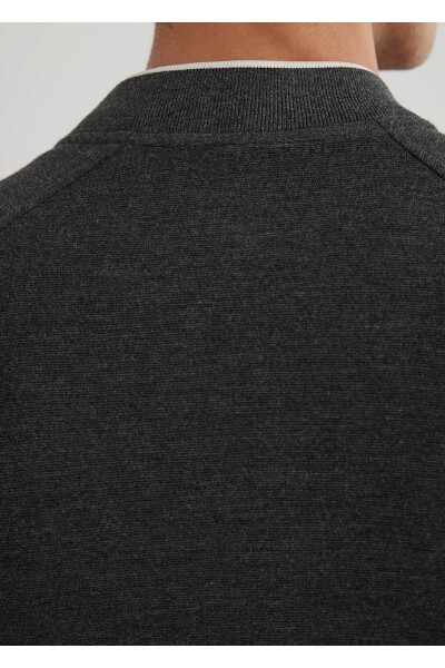 Volah Anthracite Color Zippered Bomber Jacket - 7