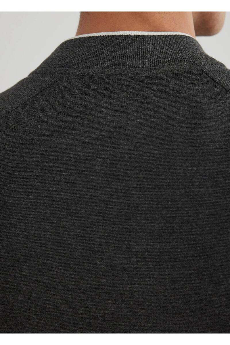 Volah Anthracite Color Zippered Bomber Jacket - 7