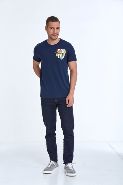 Voltaj Floral Printed Cotton Men's T-Shirt - 6