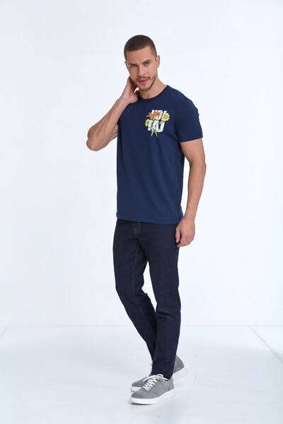 Voltaj Floral Printed Cotton Men's T-Shirt - 8