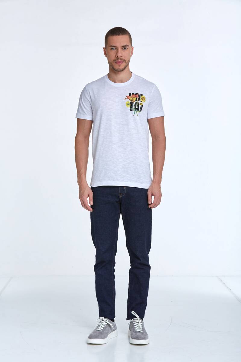 Voltaj Floral Printed Cotton Men's T-Shirt - 13