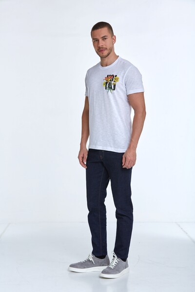 Voltaj Floral Printed Cotton Men's T-Shirt - 11