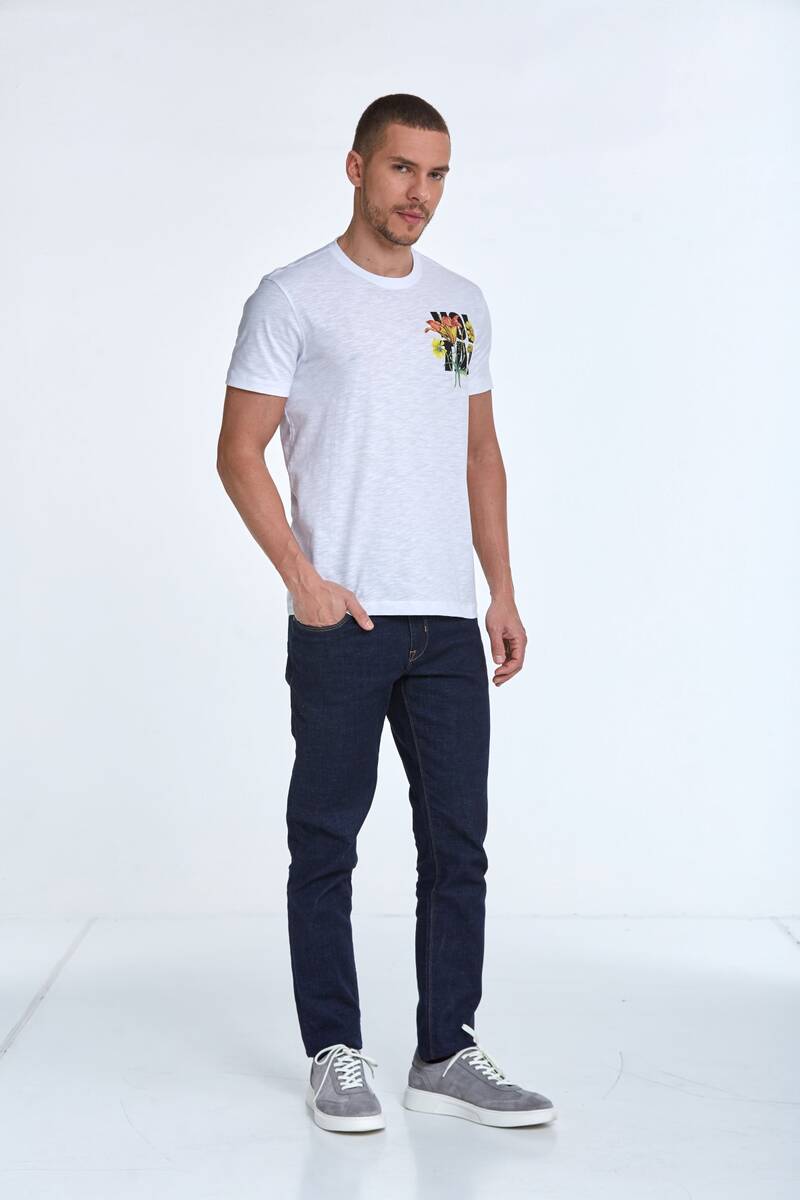 Voltaj Floral Printed Cotton Men's T-Shirt - 12