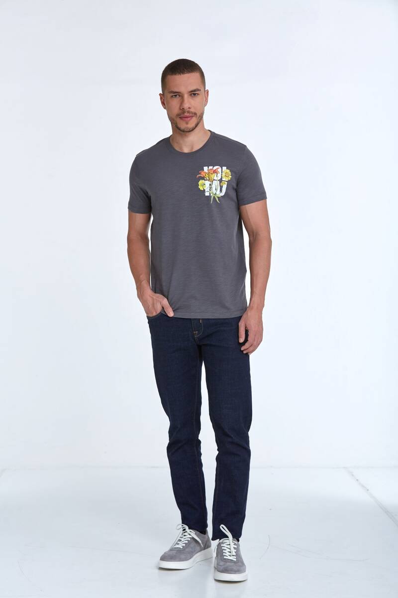 Voltaj Floral Printed Cotton Men's T-Shirt - 1