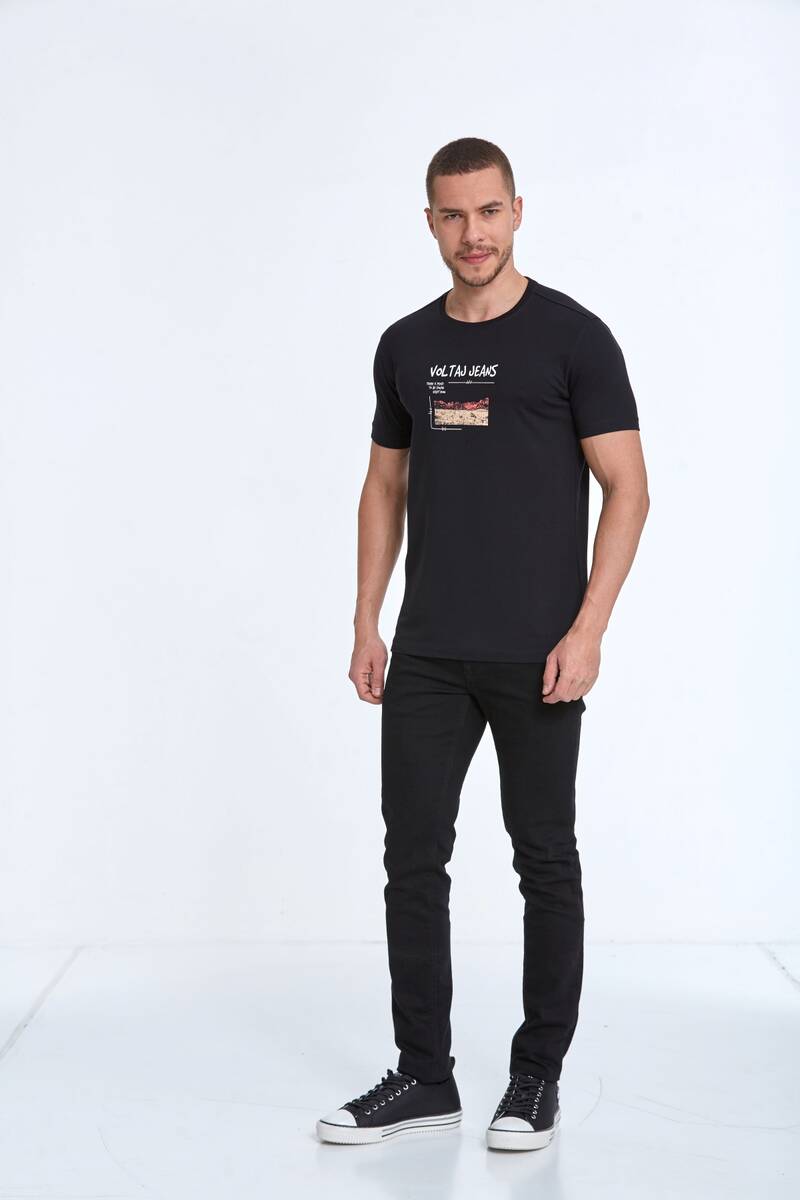 Voltaj Jeans Printed Crew Neck T-Shirt
