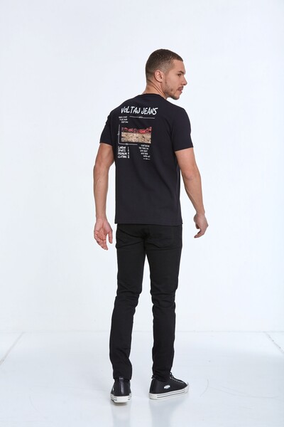 Voltaj Jeans Printed Crew Neck T-Shirt - Thumbnail